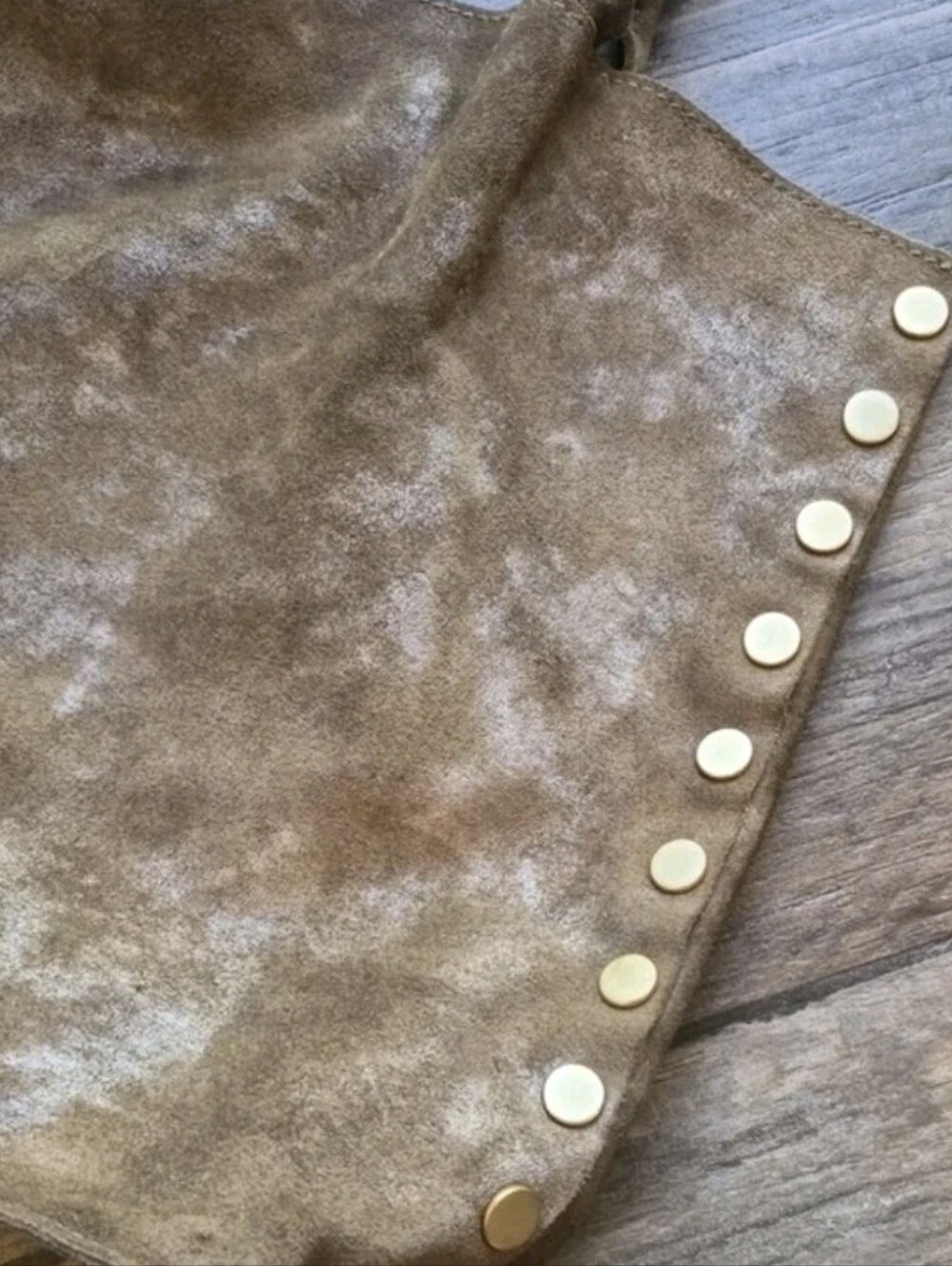 Hammitt Brown Metallic Shimmer Suede Brushed Gold Rivets Oliver Tote Bag - Picture 13 of 15